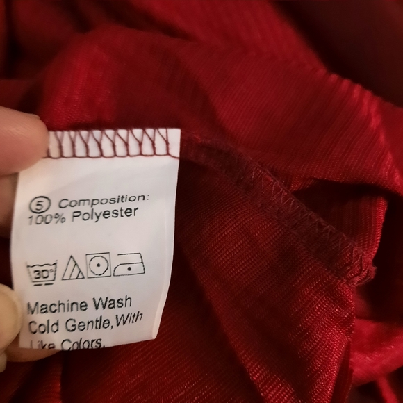 Shein Curve Plus Size 3XL Swiss Dot Top Blouse Size Burgundy Short Sleeve Lined - Picture 10 of 11